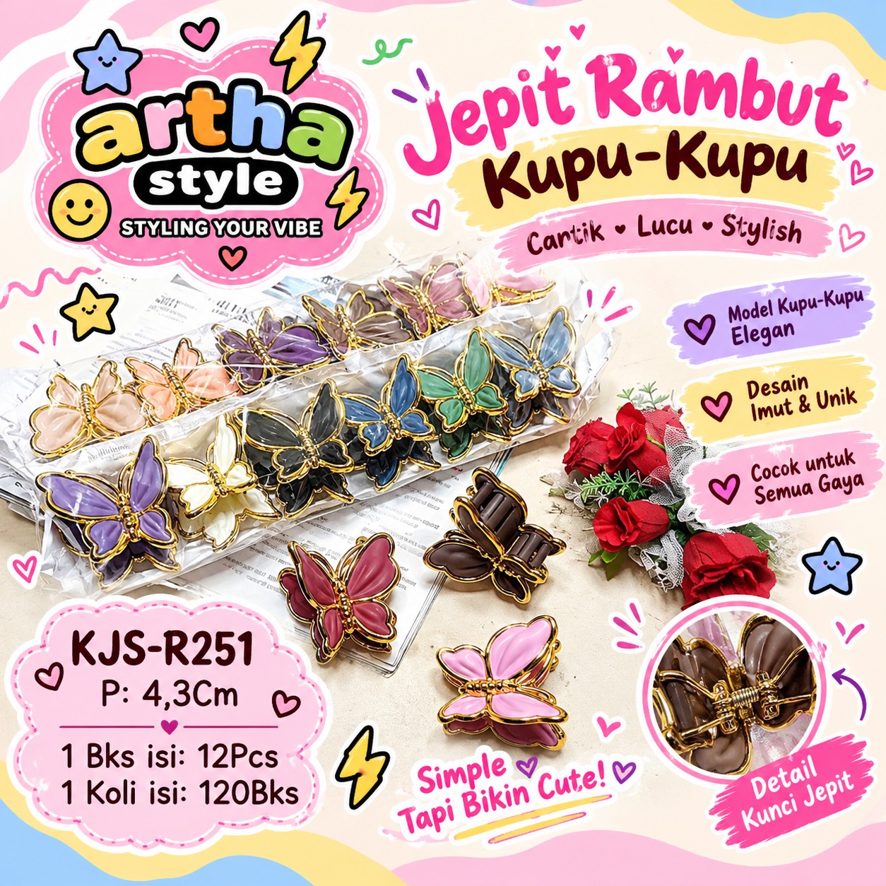 Jepit Rambut Kupu-Kupu  